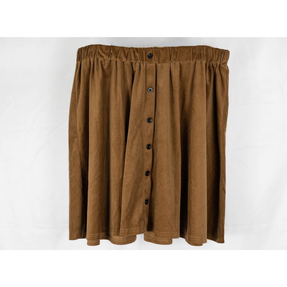 Shein Curve 4XL Skirt Mini Corduroy Elastic Waist Lightweight Brown